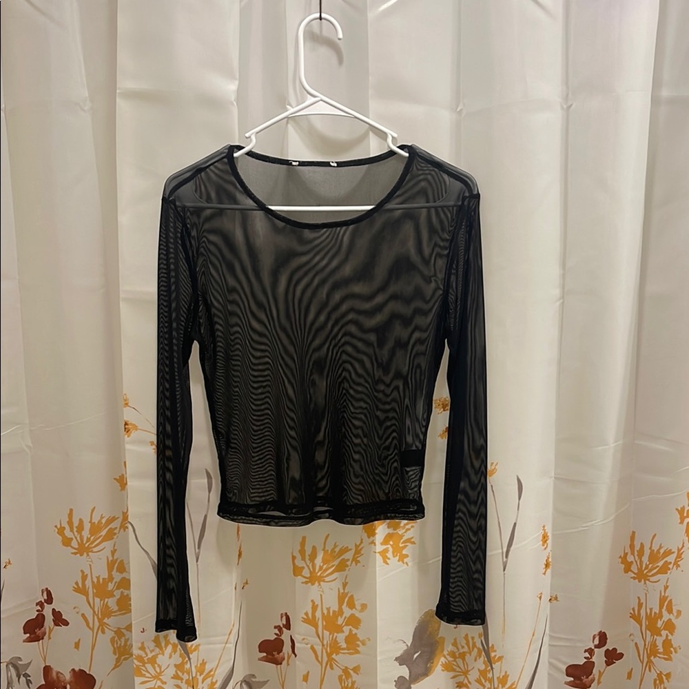 Black Sheer Long Sleeve Top